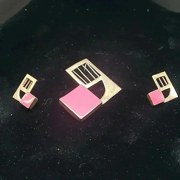 Sterling Silver studio modernist Earrings and pendant set. - Picture 2 of 4